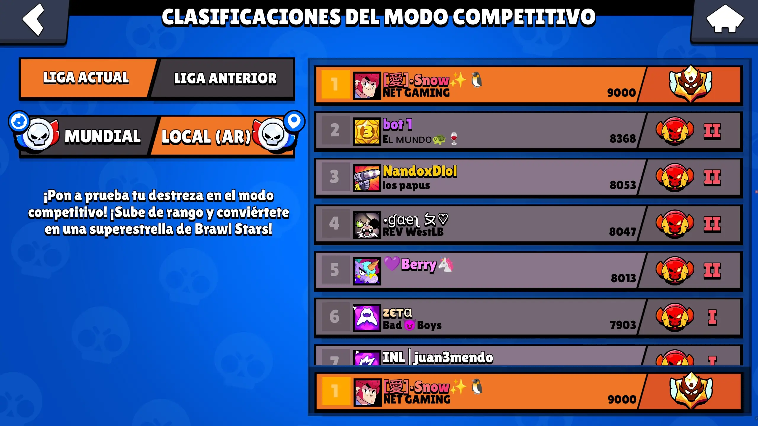 Top 1 Argentina Ranked Elo - ladder position verified