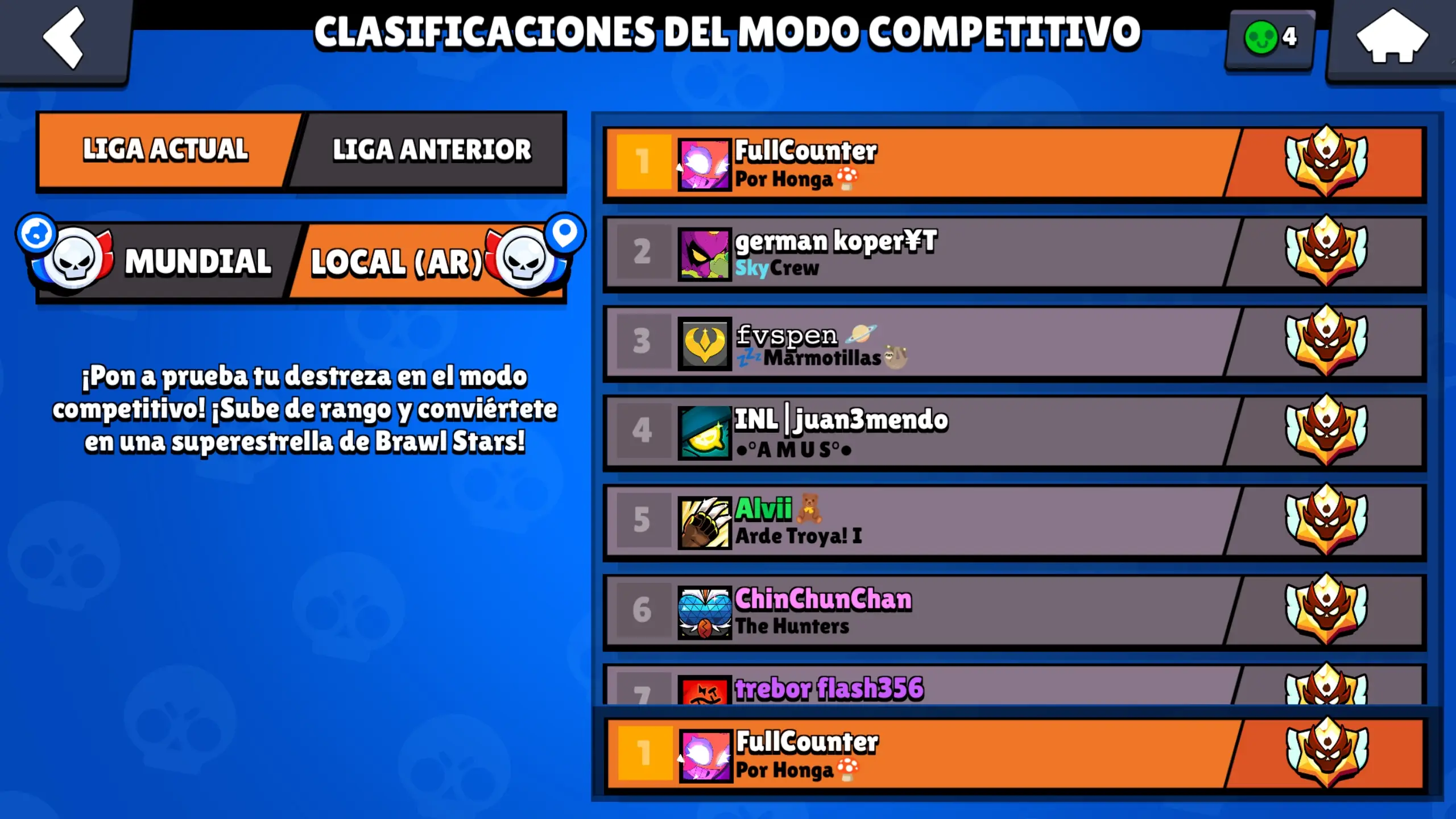 Top 1 Argentina Ranked Elo - competitive ladder screenshot